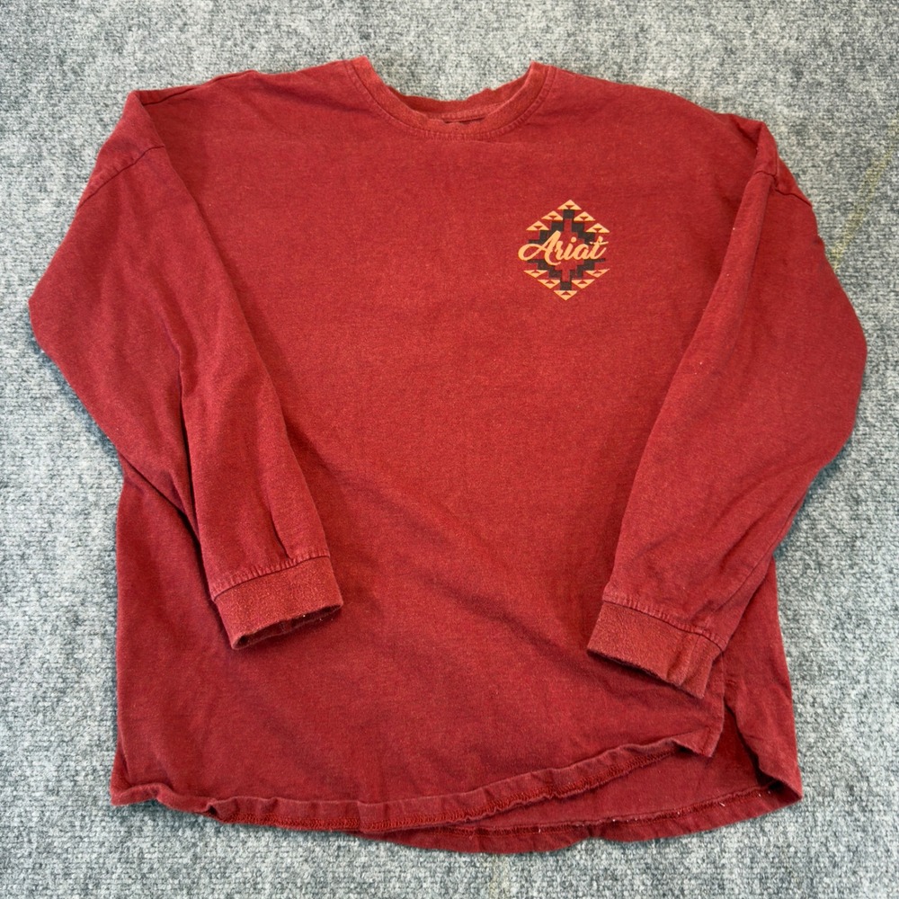 Ariat REAL Oversize Fit Long Sleeve Graphic T-Shirt Red Size M
